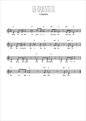 Le ouistiti (2) Partitions gratuites